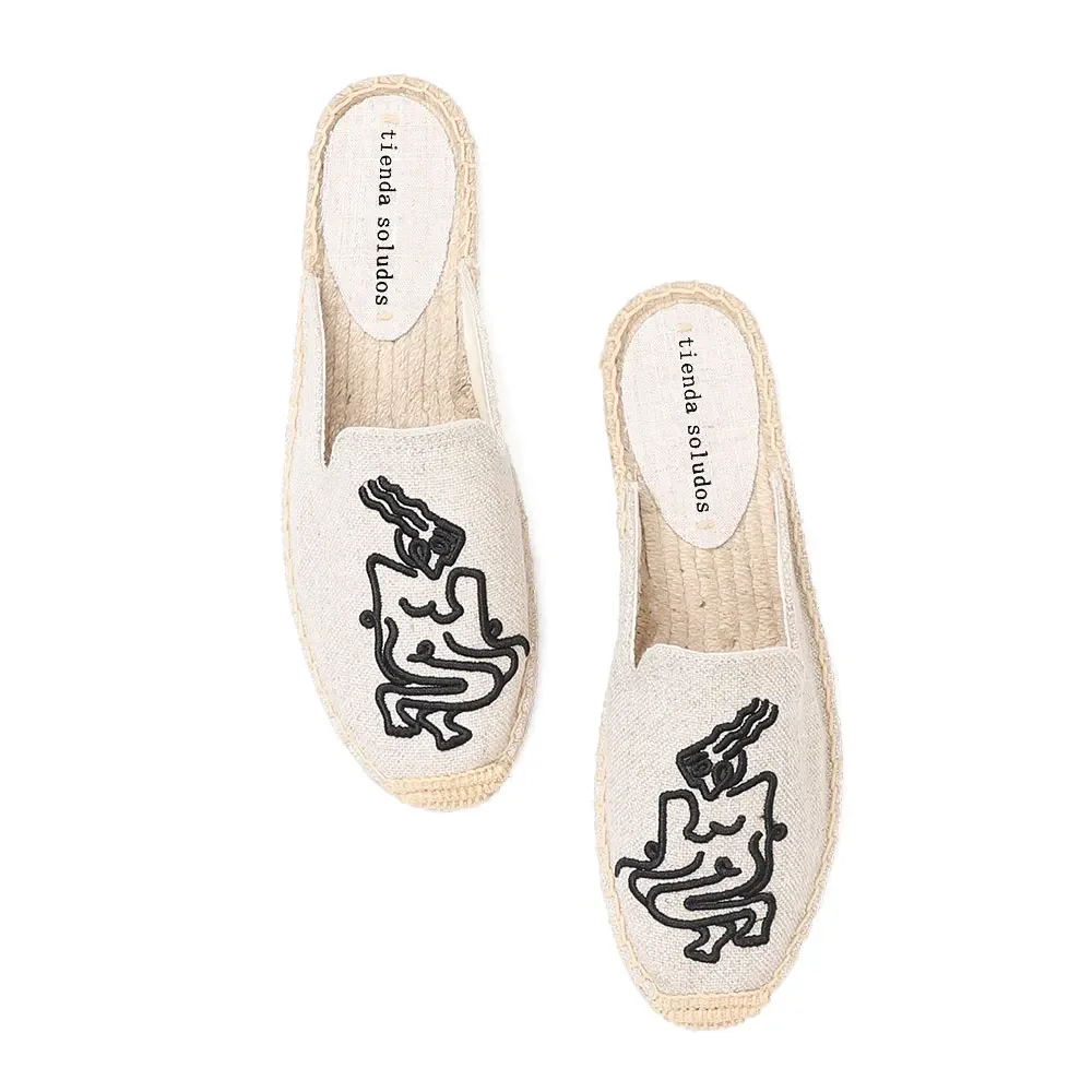 women sandals shoes Slippers Slides Hemp Rubber Cotton Fabric Mixed Colors Unicornio Pantufas De Pelucia Bichos Flip Flops