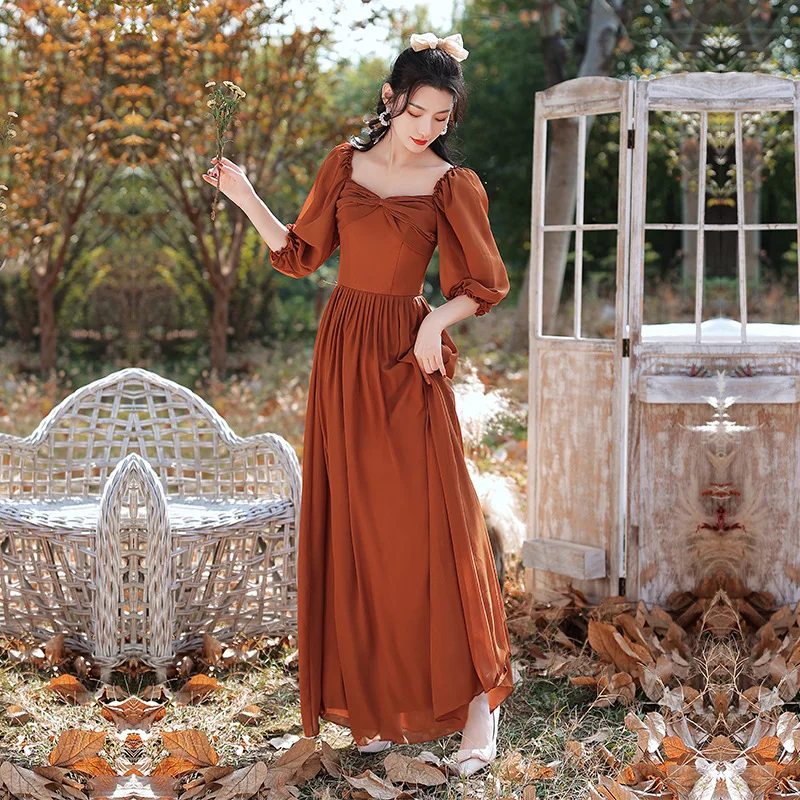 Burnt Orange Dresses For Wedding Guest Caramel Auburn Terracotta 130cm Long  Sweat Lady Girl Women Princess