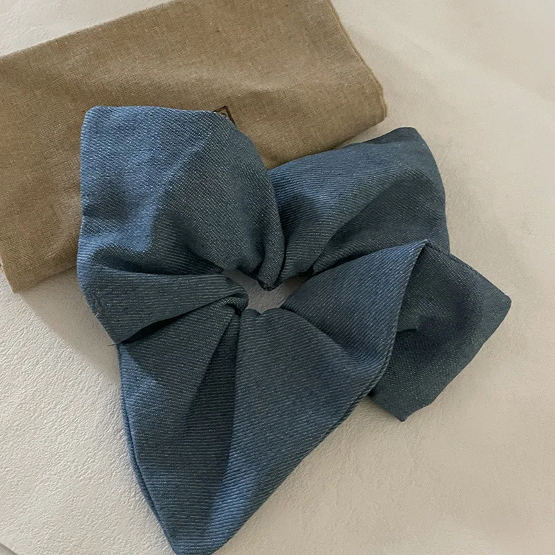 Scrunchie grande para el cabello para niñas, diademas elásticas, moño, peinado, tocado de mezclilla, accesorios para el cabello