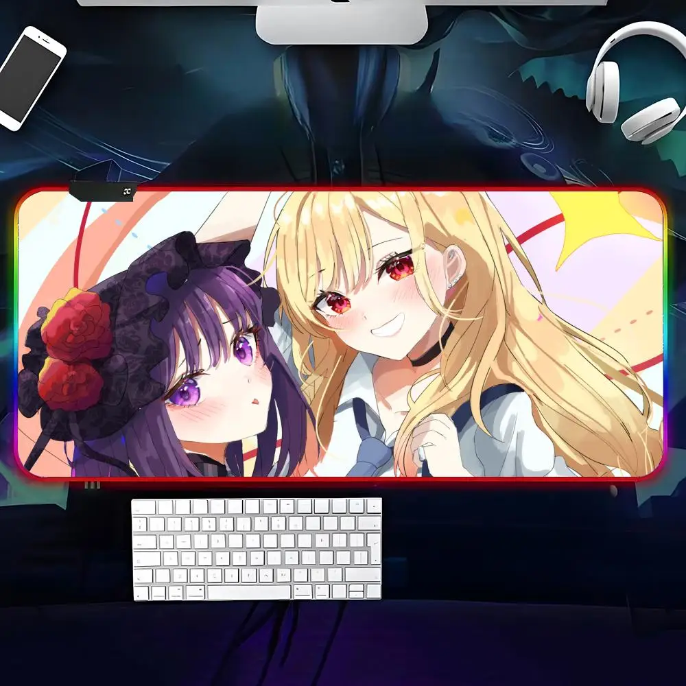 M-Marin Kitagawa Mouse Pad RGB Rubber Antislip Keyboard Pad 40x90cm Mousepad Gaming Accessories XXL Office Computer Mat