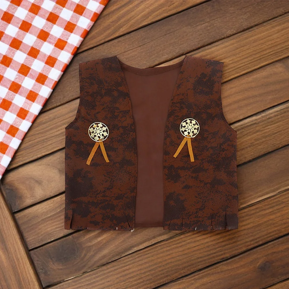 1Set Kids Cowboy Kostuum Set Inclusief Bandana Vest Hoed Halloween Cosplay Party Western Outfit voor Peuters Jongens Meisjes Thema