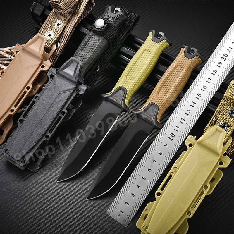 GB G1500 شفرة مستقيمة عالية الجودة 8Cr13Mov شفرة مقبض بلاستيكي متين للغاية وحاد للتخييم في الهواء الطلق سكين محمول #1