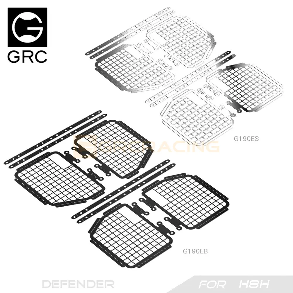 GRC 1/8 Stainless Steel Mesh Protection Window Net Metal Decoration Rotatable for H8H Defender Body Window Upgrade #G190ES/EB
