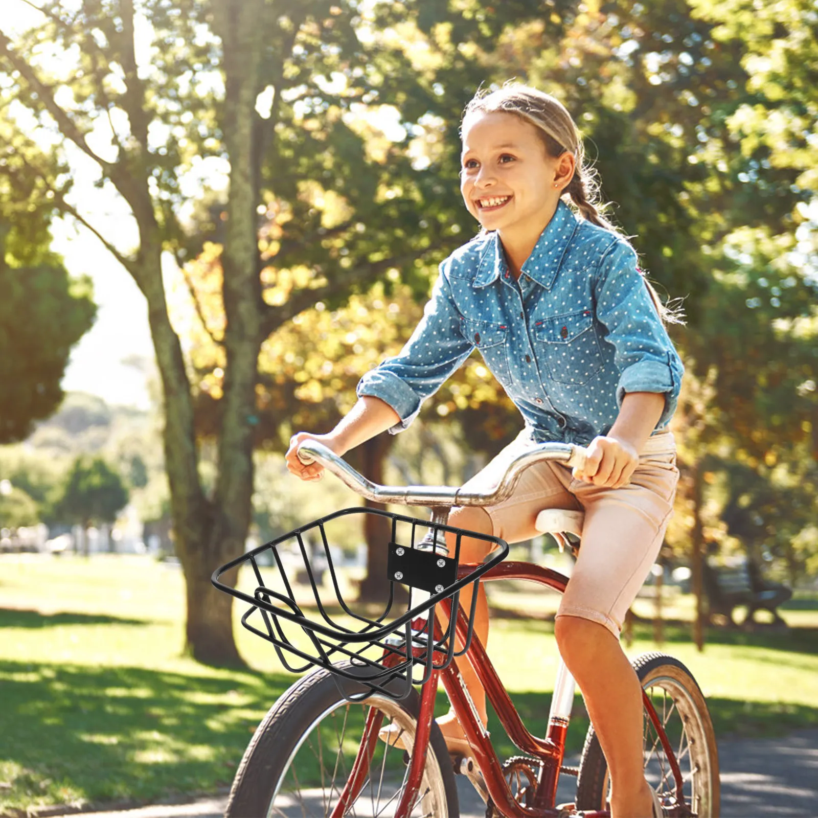 

Передняя корзина для велосипеда, железная, прочная, съемная, с большой вместимостью, удобная для хранения, аксессуар для велосипеда и скутера