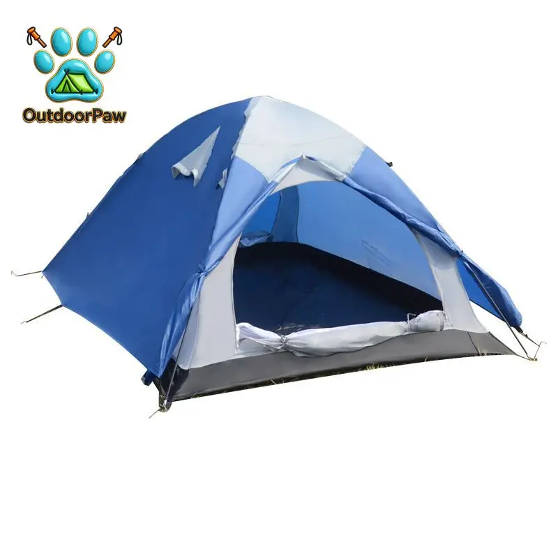 Outdoor camping tent rain and sun protection 3-4 people portable foldable mosquito-proof double-layer leisure camping equipment