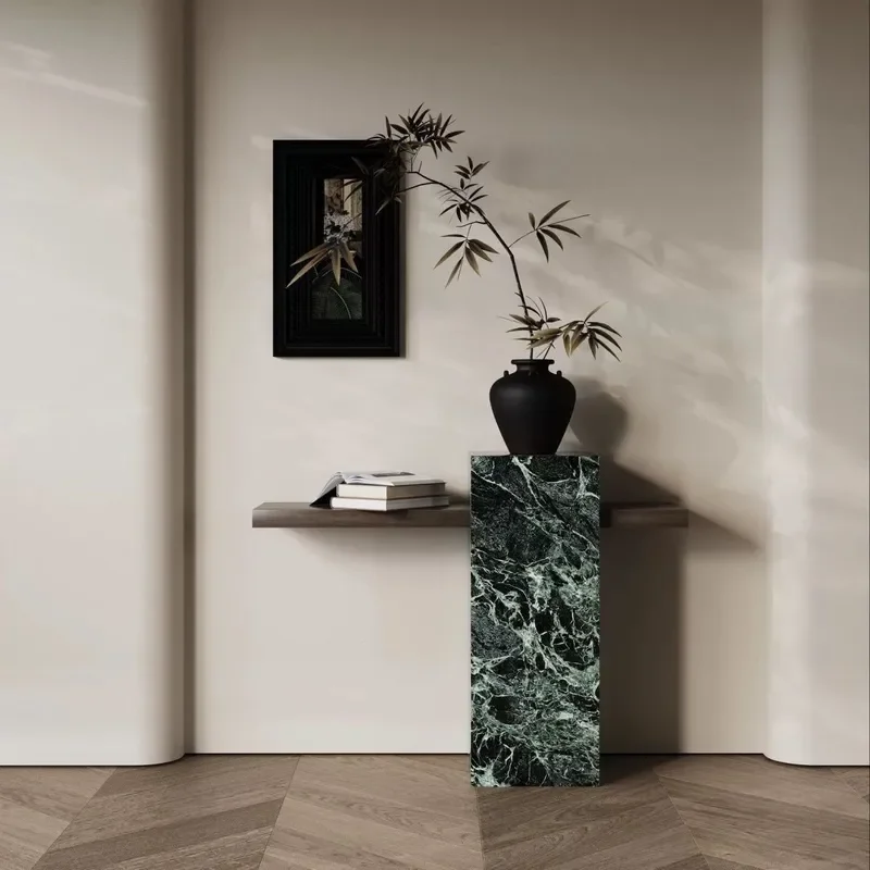 for Light Luxury Solid Wood Entrance Table Modern Simple Wall Mounted Entryway Console Italian Style Side View Platform