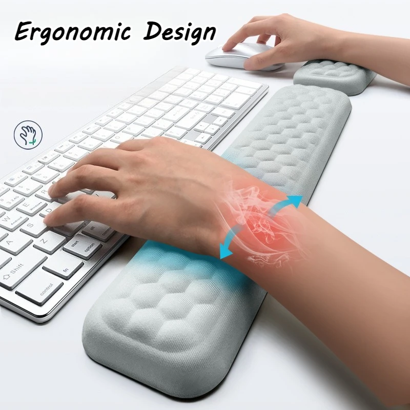 Neutral Solid Color Massage Grain Memory Foam Wrist Rest Set Anti Slip Bottom Soft Comfort Wrist Pad for PC Gaming Keyboard Desk