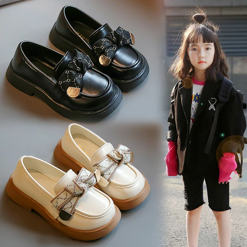 

child Butterfly Knot Fashion Flat Shoes Spring Autumn round Toe Comfortable and not tiring for feet Polyurethane Lined Rubber