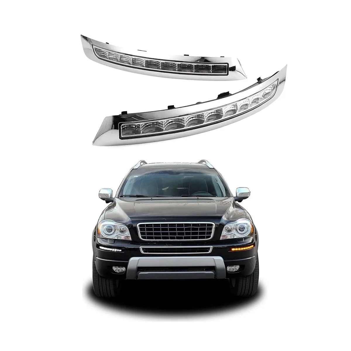 أدى DRL إشارة انعطاف ضوء تشغيل نهاري ، مصباح ضباب ، يصلح لفولفو XC90-بليو ، 1 زوج