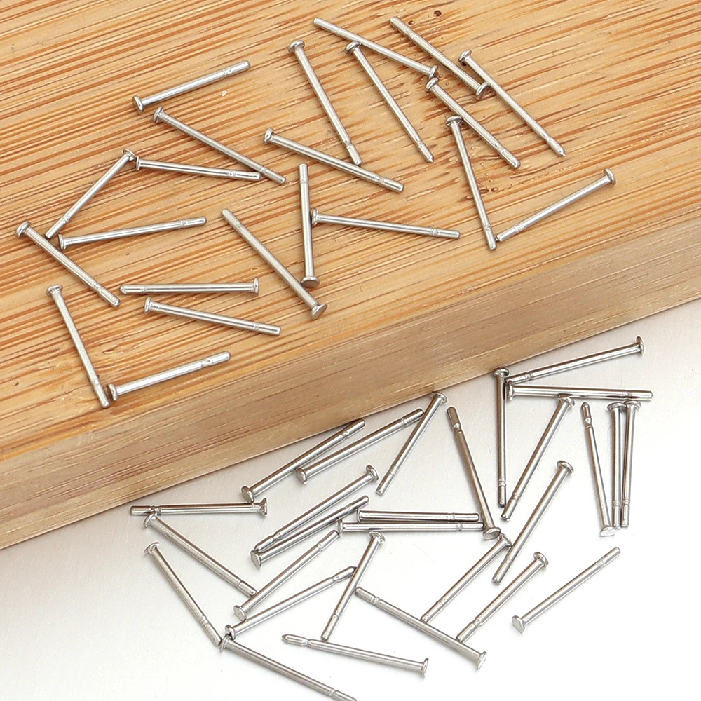 200pcs/lot 316 Stainless Steel Flat Head Ear Pins Earring Studs Blank Post Base Pins For DIY Earrings Piercing Jewelry Making view 4