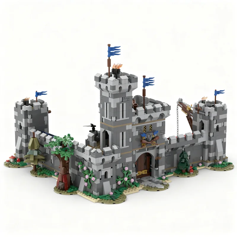 2357pcs MOC Medieval Seaside Market - Black Falcons 2x Castle Black Falcons Model Building Blocks Christmas Gift Toy Art 3D