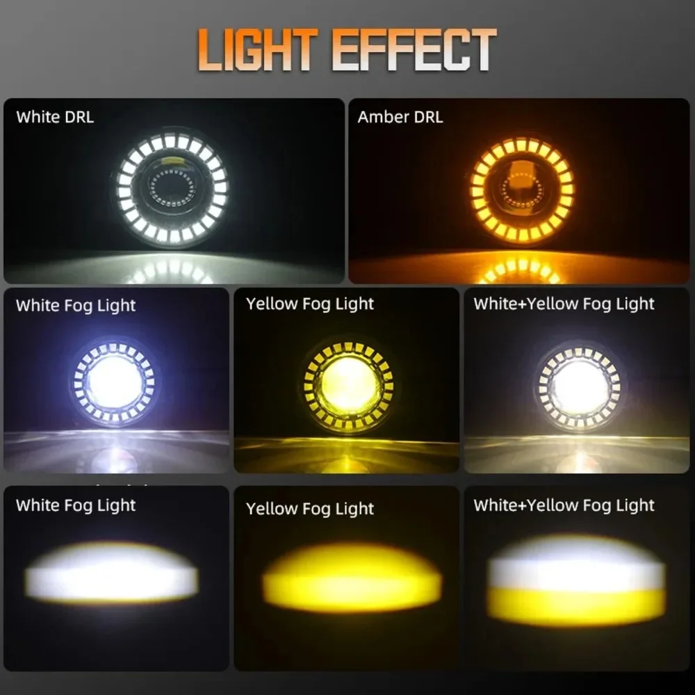 HYNBYZJ 4 بوصة 30 واط LED الضباب الخفيف ل جيب رانجلر JK TJ دودج رحلة ATV الأبيض DRL العنبر بدوره مصباح إشارة على الطرق الوعرة الأضواء