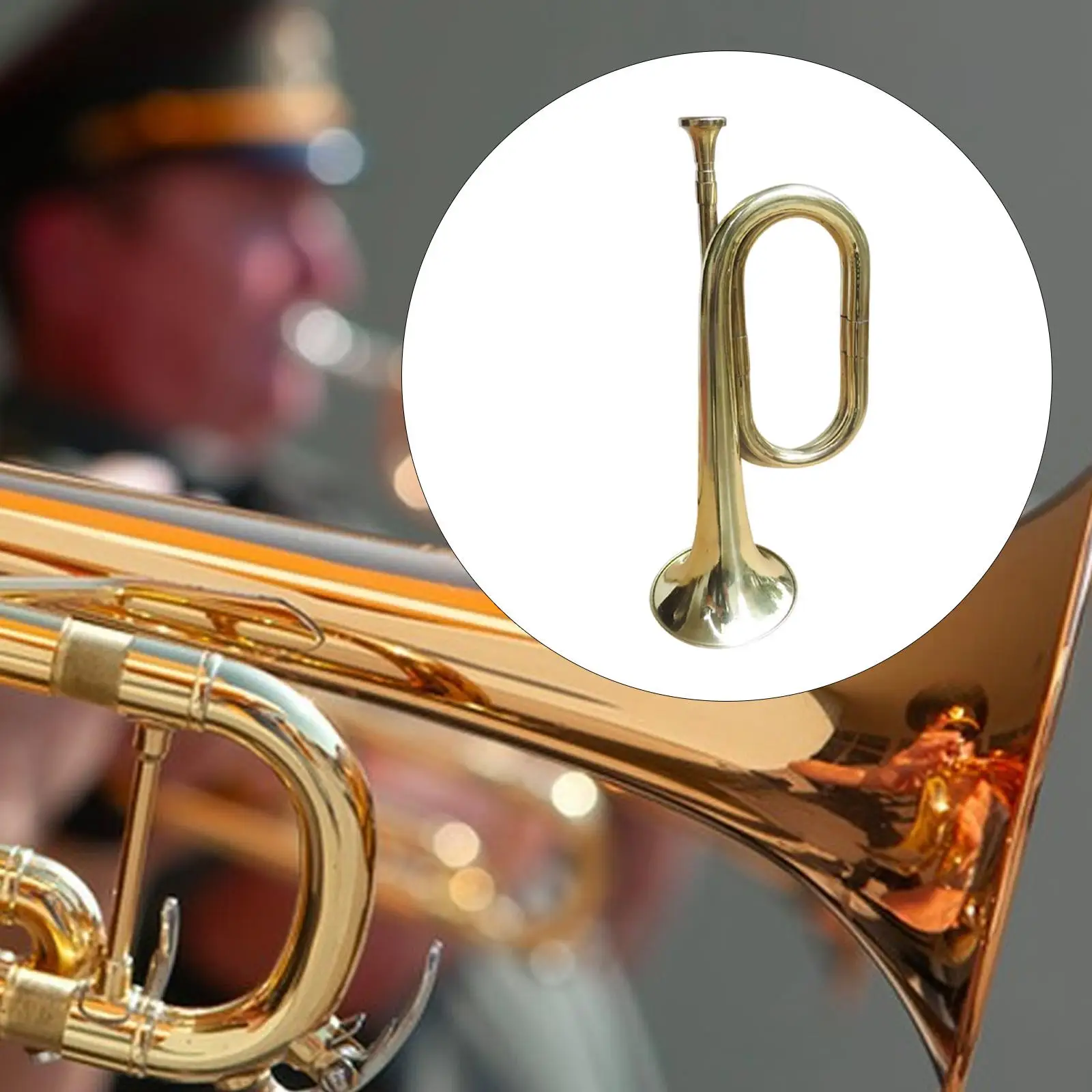 

Trumpet Bugle Musical Instrument Thickened 13inch Easy Handling Brass Instrument Cavalry Trumpet for Professionals Training