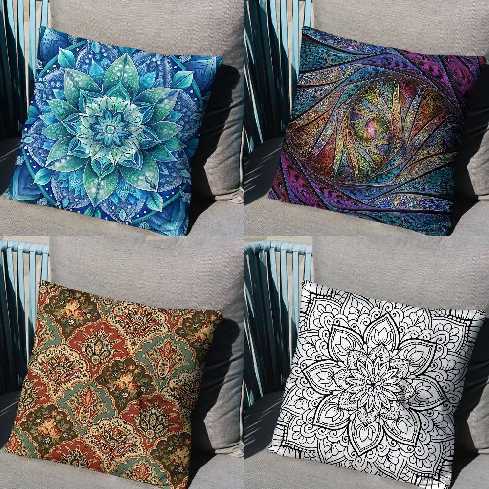 

Symmetrical Art Mandala Cushion Cover Suitable For Sofa Car Bedroom Office Cushions Decorative Pillow Case