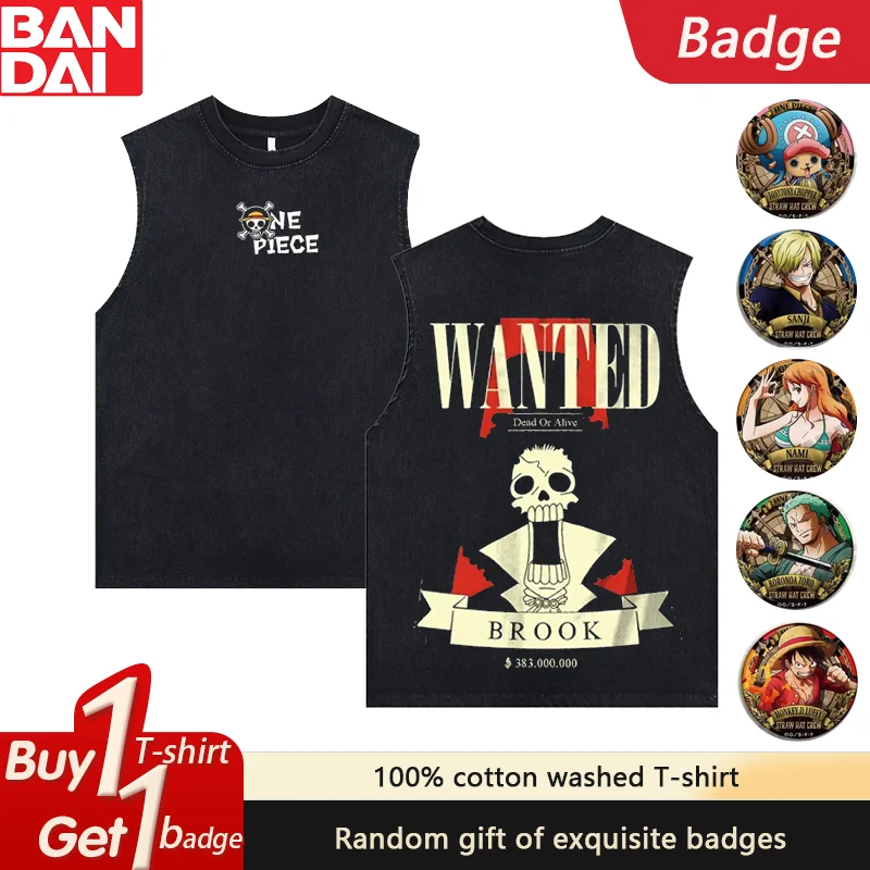 Chaleco de gimnasio de Anime con estampado de One Peice Luffy, novedad de verano, camisetas sin mangas para hombre Y2k, camisas informales sin mangas lavadas para mujer, ropa de calle Harajuku