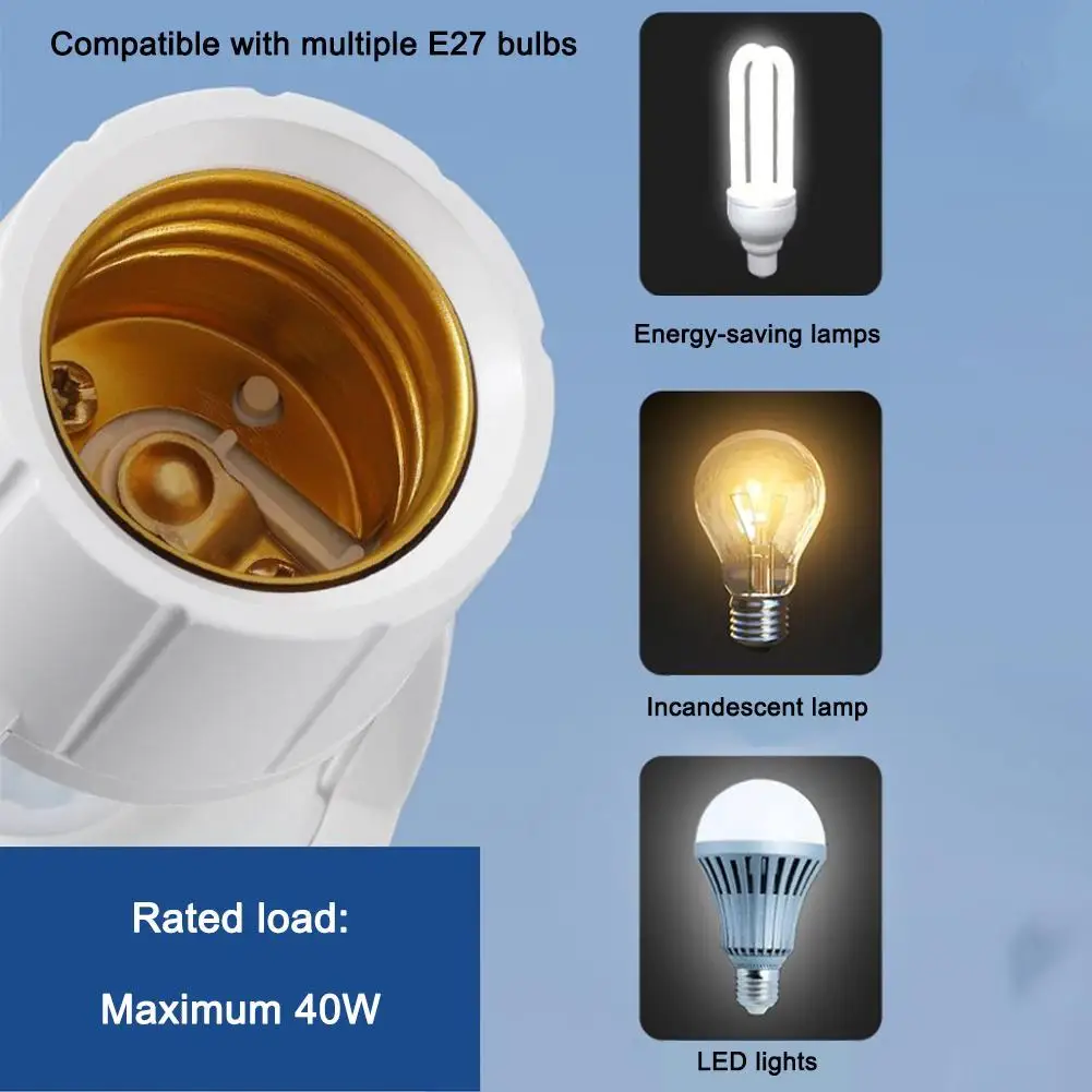 

Motion Sensor Lamp Holder E27 Smart Light Bulb Holder Adapter Auto On/Off Motion Light Socket for Porch Staircase Basement New