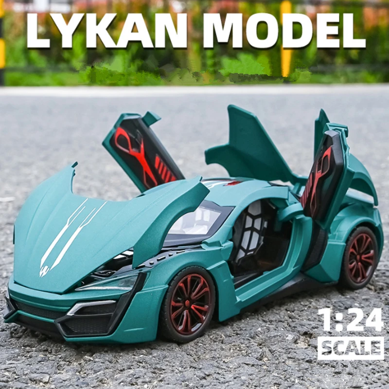 1:24 Lykan Hypersport Fenyr Alloy Sports Car Model Diecasts Metal Toy Racing Car Model Simulation Sound and Light Kids Toys Gift