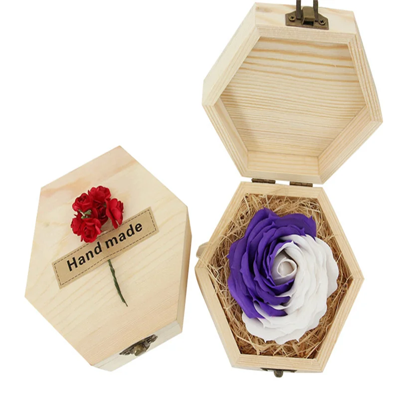 Fashion Gift Box Simple Portable Hexagon Shaped Wood Jewelry Box Wedding Holder Jewelry Display 2024 New