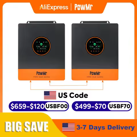 PowMr 10KW Split Phase Inverter 48V 110V Off Grid Hybrid Solar Inverter with MPPT 100A Battery Charger Parallel Up to 6 Units
