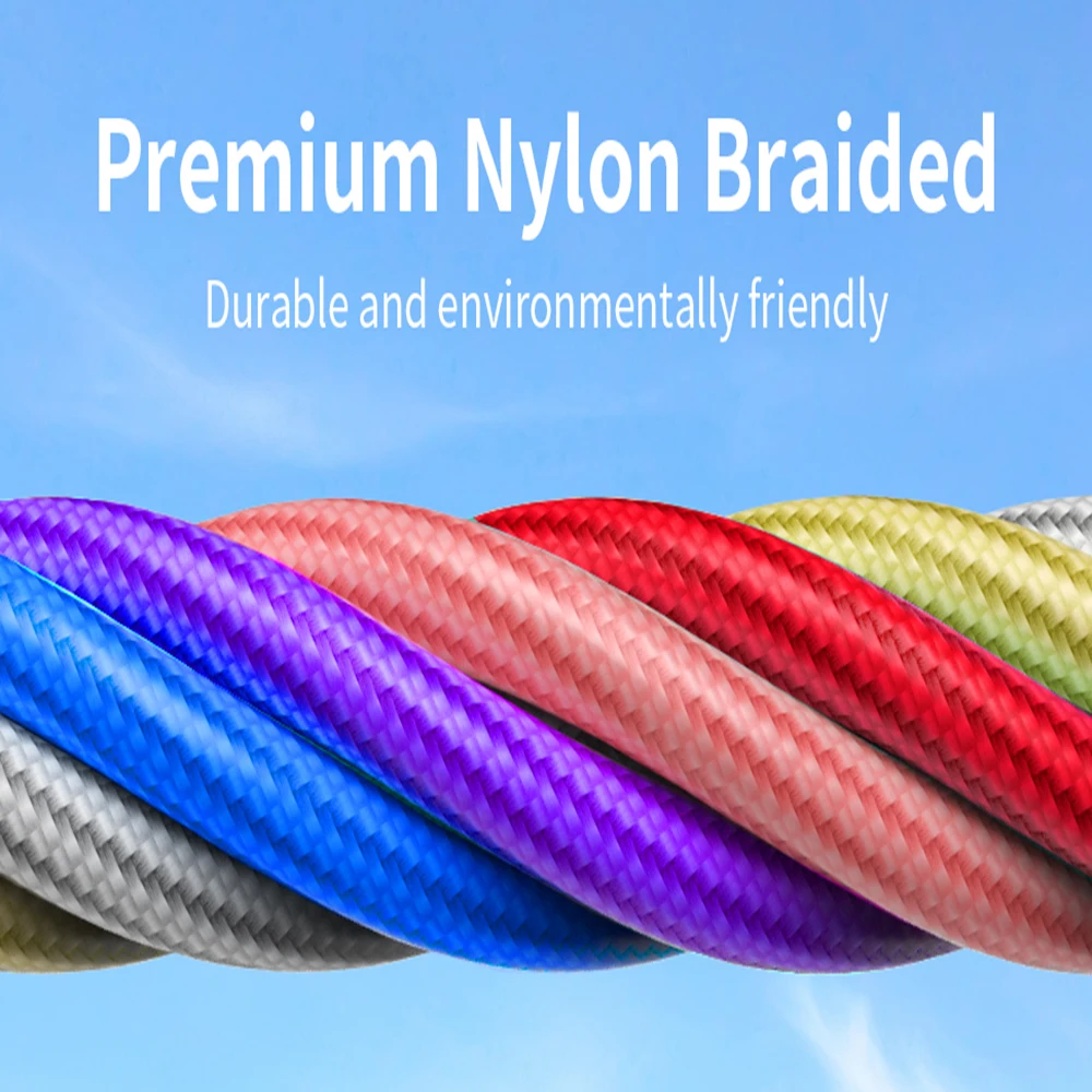 Multi Colored Nylon Braided Data Cable 3A Suitable For Android Samsung Type C Fast Charging Cable USB Device Mobile Phone Charge