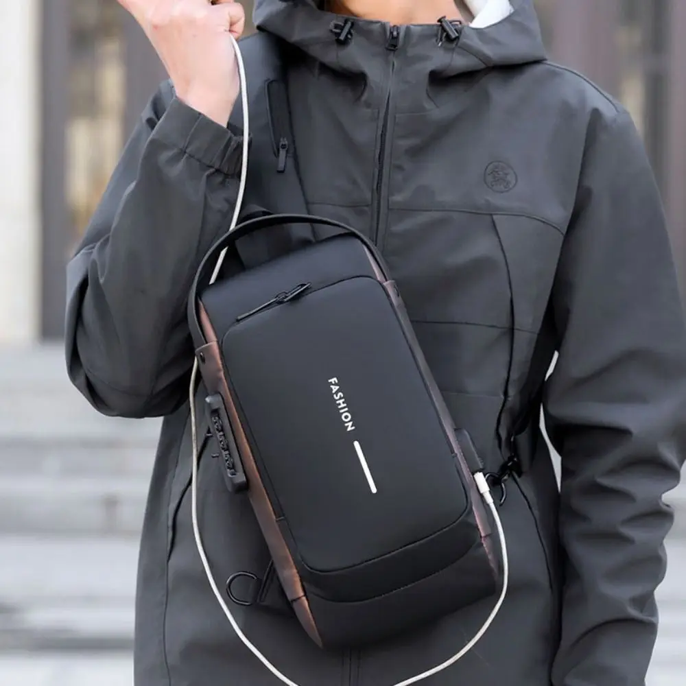 

Daily Oxford Chest Bag Password Lock Waterproof Sport Sling Bag Anti-theft Multifunction Messenger Pack Male