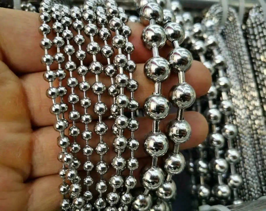 3meter Lot in Bulk Stainless Steel Huge 8/10/12mm Ball Beads Chain Jewelry Findings Marking DIIY Necklace For Mens