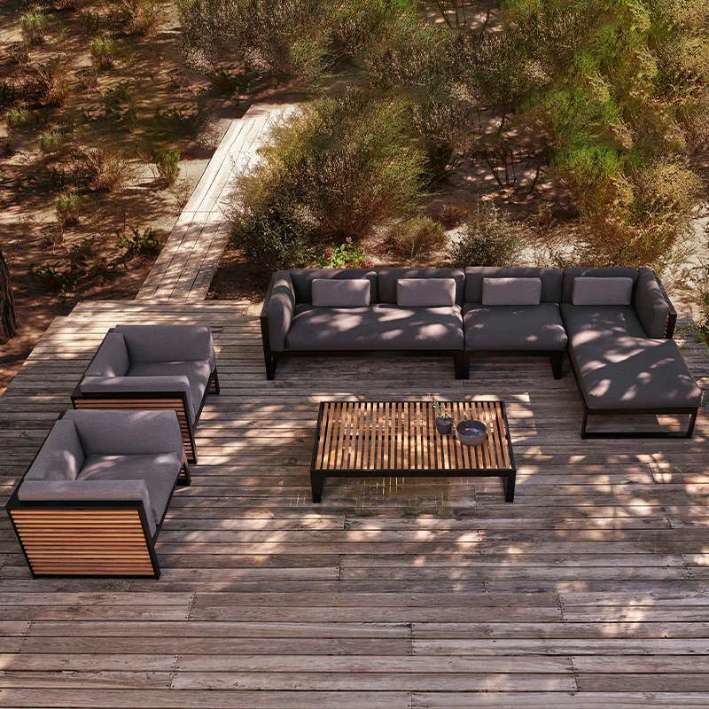 مجموعة أريكة خارجية مصنوعة من سبائك الألومنيوم في الهواء الطلق وغرفة الشمس في الهواء الطلق وحديقة الفندق أريكة ترفيهية شهيرة للحماية من المطر والشمس #3