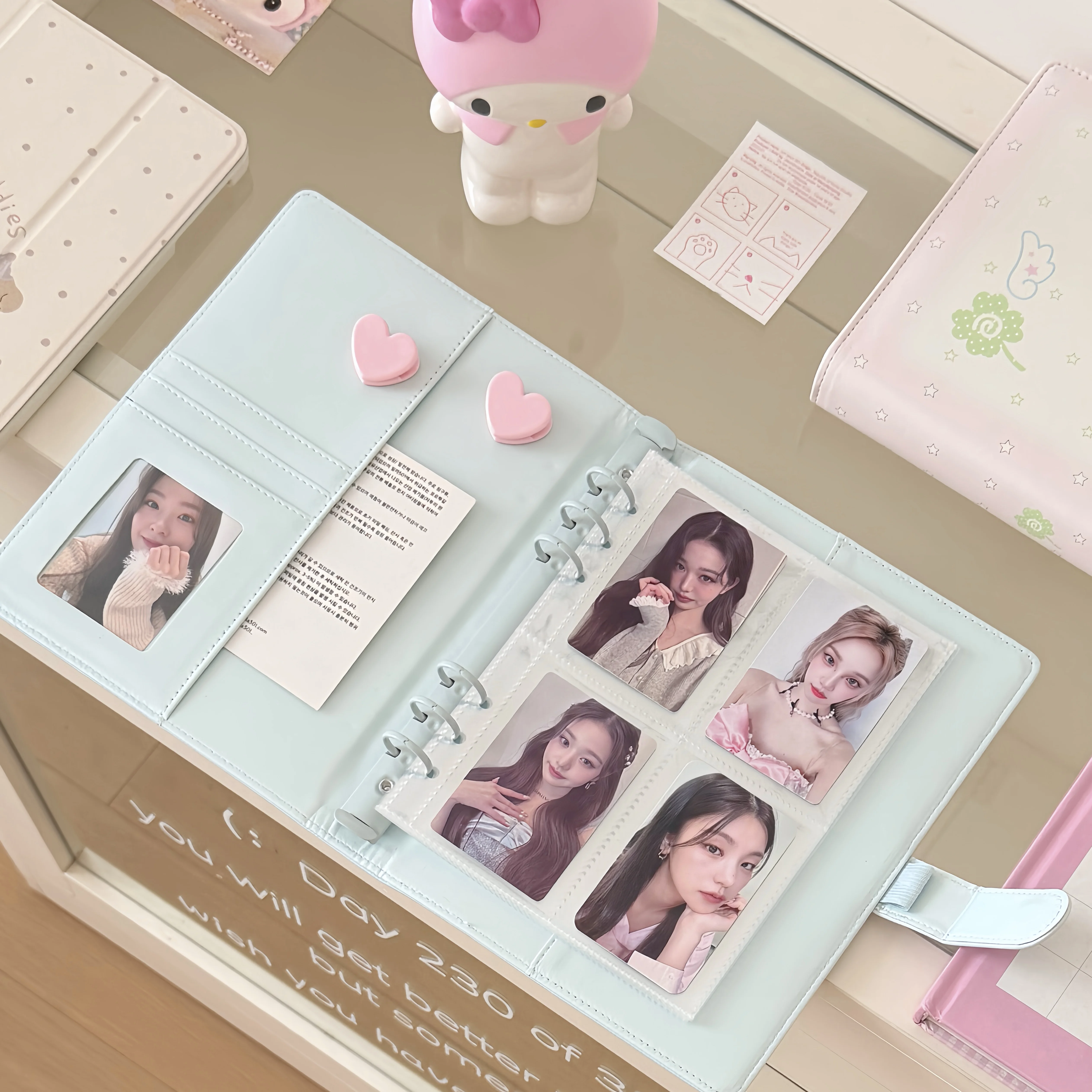 MINKYS Oryginalny Projekt Różowo-Niebieskie Anielskie Skrzydła Gwiazda PU A5 Album na Karty Kpop, Kolekcjonerski Album na Zdjęcia Idolów, Album na Karty Fotograficzne — zdjęcie produktu 3