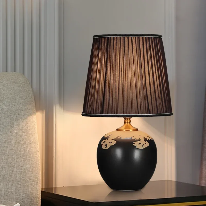 VIOLET Ceramics Table Lamps LED Modern Creative Black Dimming Desk Light For Home Living Bedroom Bedside Decor