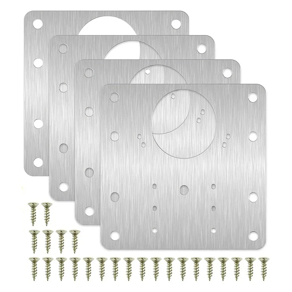 Repair Kit Hinge Plate 2 4 10 Pcs 9cm*9cm Door Drawer Stainless Steel Fixing Screws For Cabinet Kitchen Cupboard