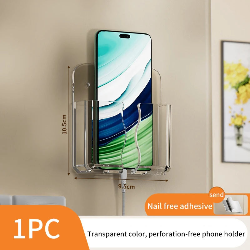 New-1PC Mobile Phone Wall Holder Universal Cellphone Charger Storage Box Organizer TV Remote Control Hanging Stand Bracket