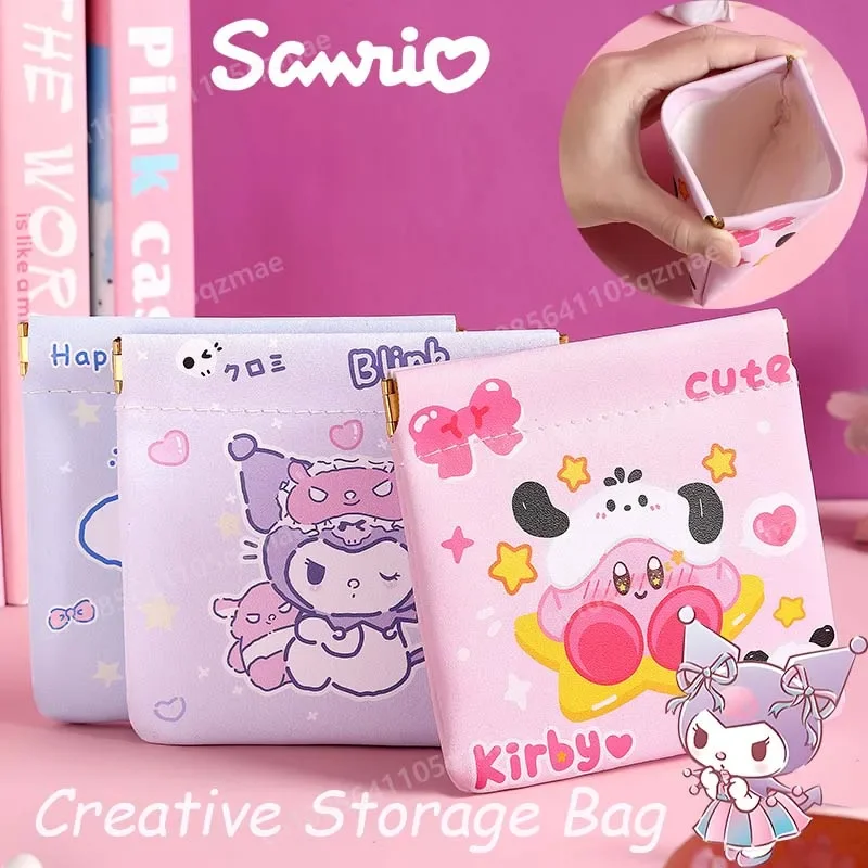 New Sanrio Storage Bag Cartoon Figure Shrapnel Opening Kawaii Pochacoo Kuromi Creative Portable PU Change Purse Women Kids Gifts