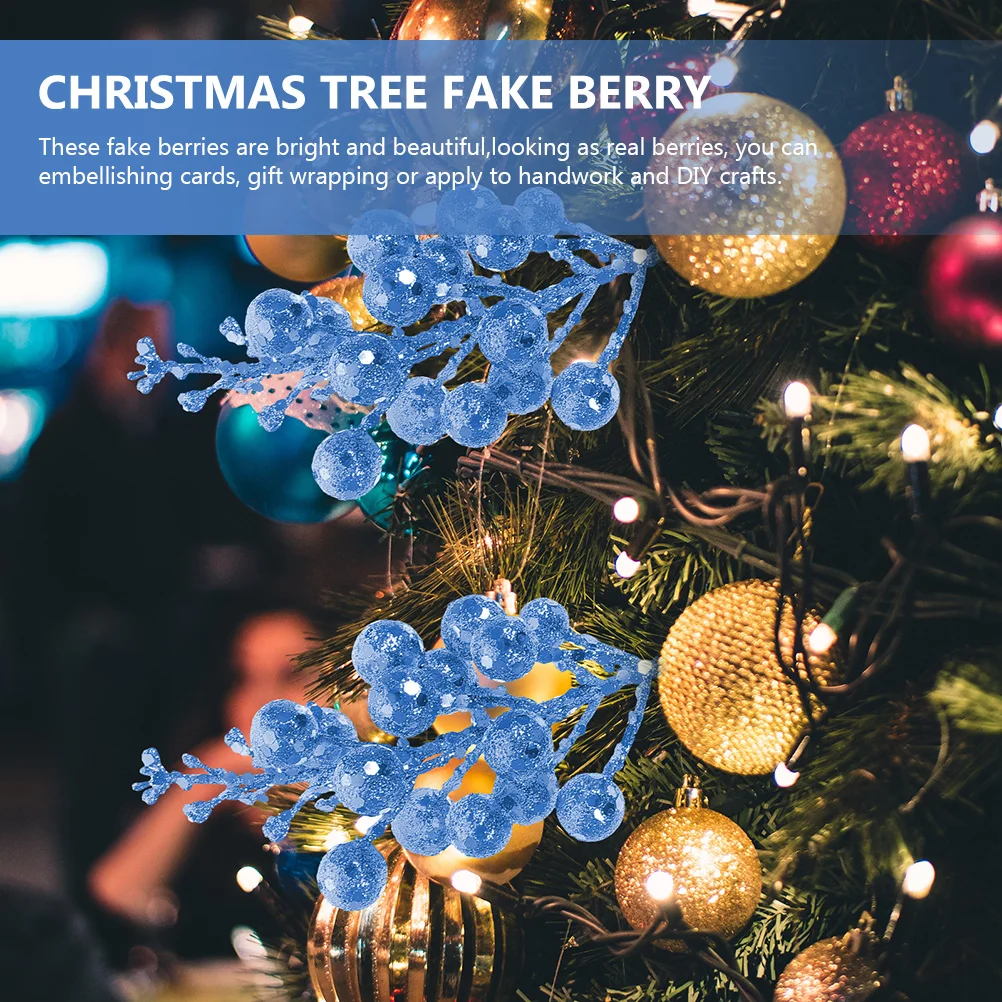 

12 Pcs Christmas Garland Simulated Snow Berry Tread Artificial Branches Berries Stems Cupboard Glitter Blue Ornaments Man