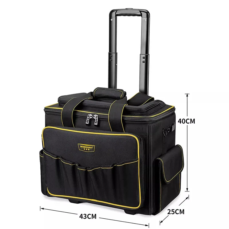 Kit de herramientas multifuncional profesional con ruedas, mochila de electricista, organizador de herramientas portátil, bolsas de trabajo duro de