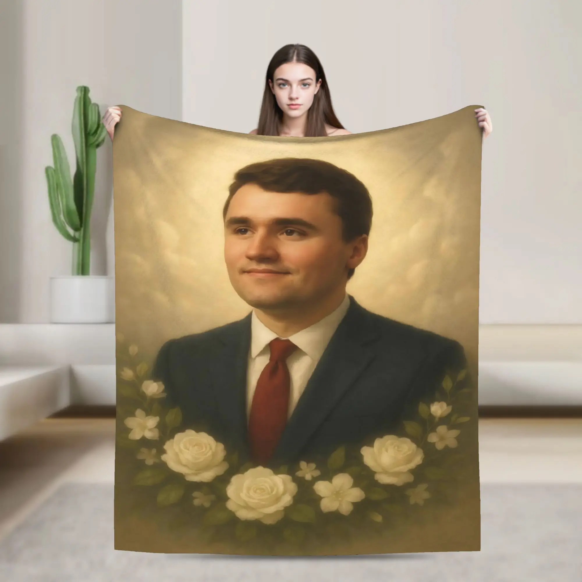 Charlie Kirk Angelic Advocate Flannel Blanket  Super Warm Throw Blanket for Bedroom Airplane Travel Bedspread Sofa Bed Cover