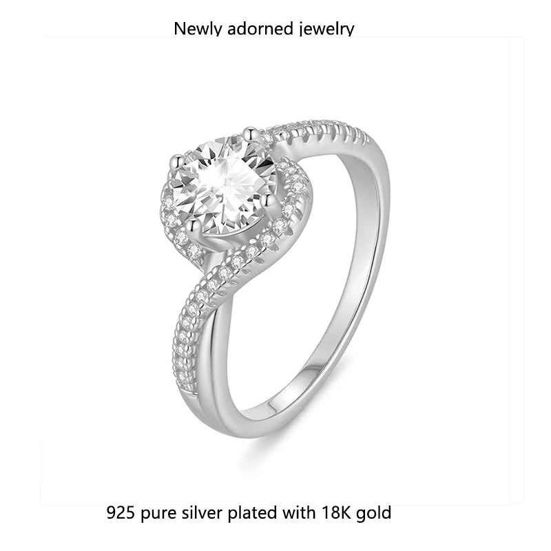 

Cross-border best-selling ring, 1 carat moissanite ring for women, imported moissanite, 925 silver plated with white gold, does