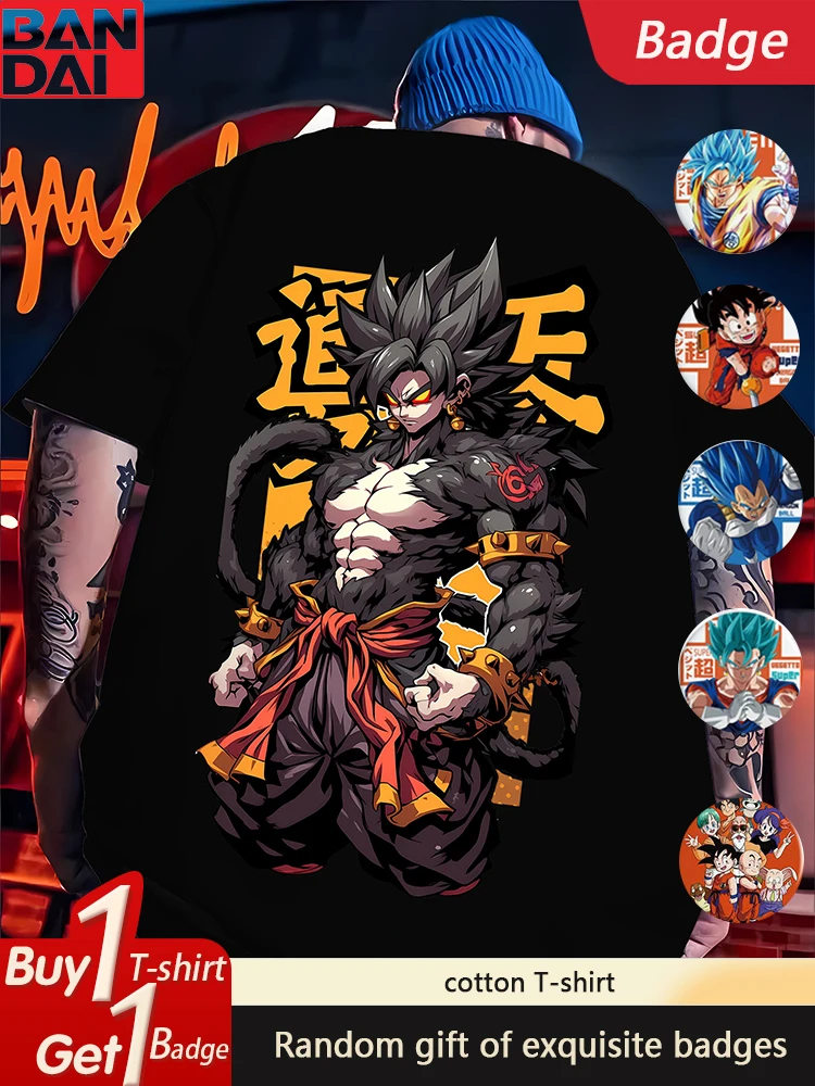 ドラゴンボールアニメーション悟空ベジータ周辺 Tシャツ 2025 夏クルーネックファッション男性と女性のルーズコットン半袖