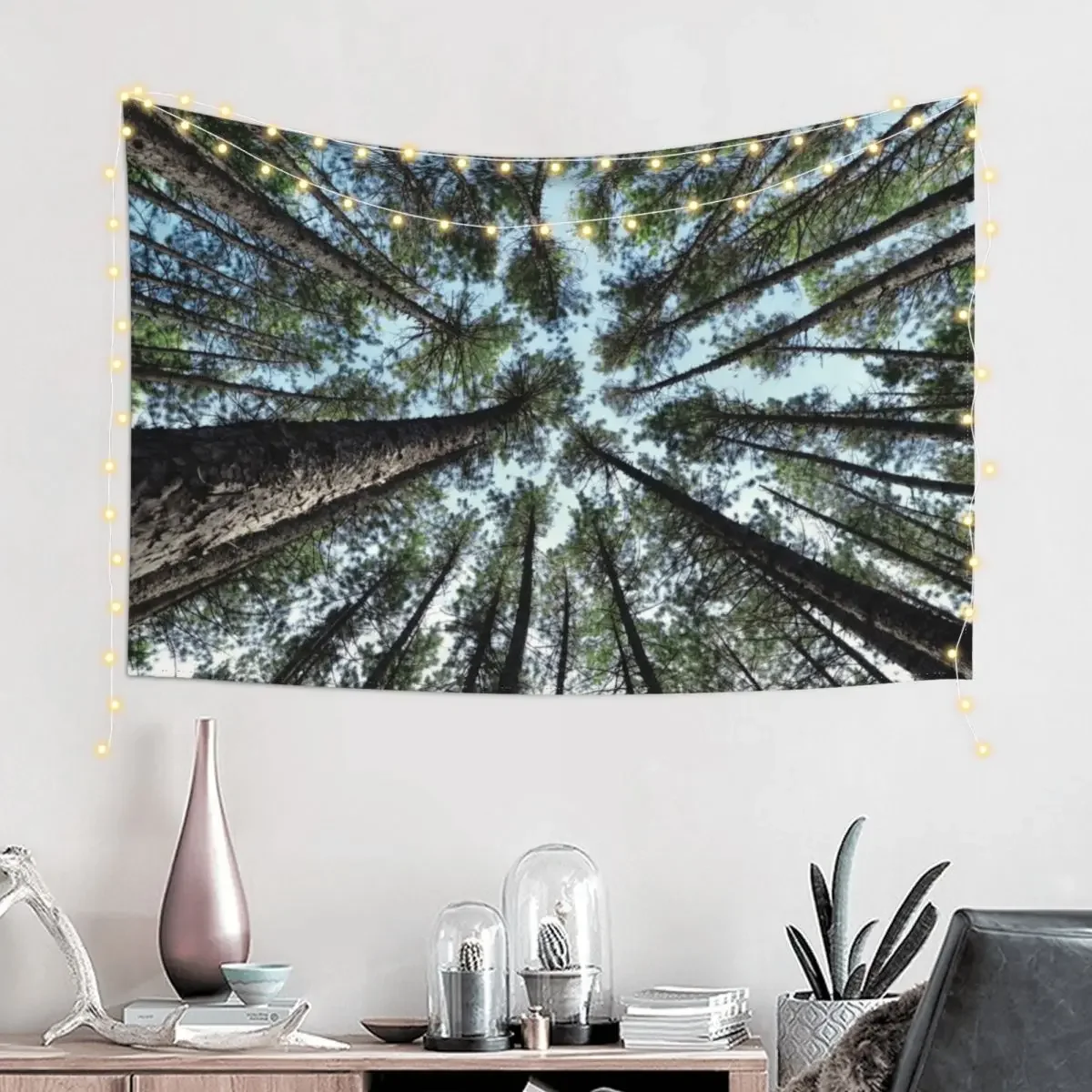 Tree tops of pine forest art photo print Tapestry Bedroom Decorations Room Decorator Decoration Room Tapestry