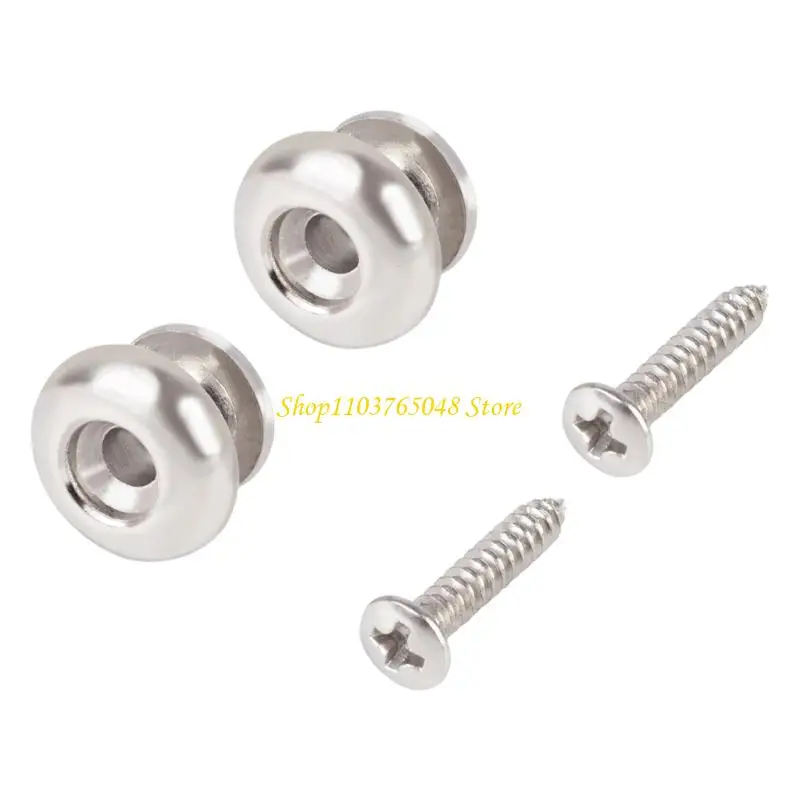 R53E 2pcs Stylish Silver Strap Buttons Skidproof Strap Lock Guitar Buckles Suitable for Various Skill Levels