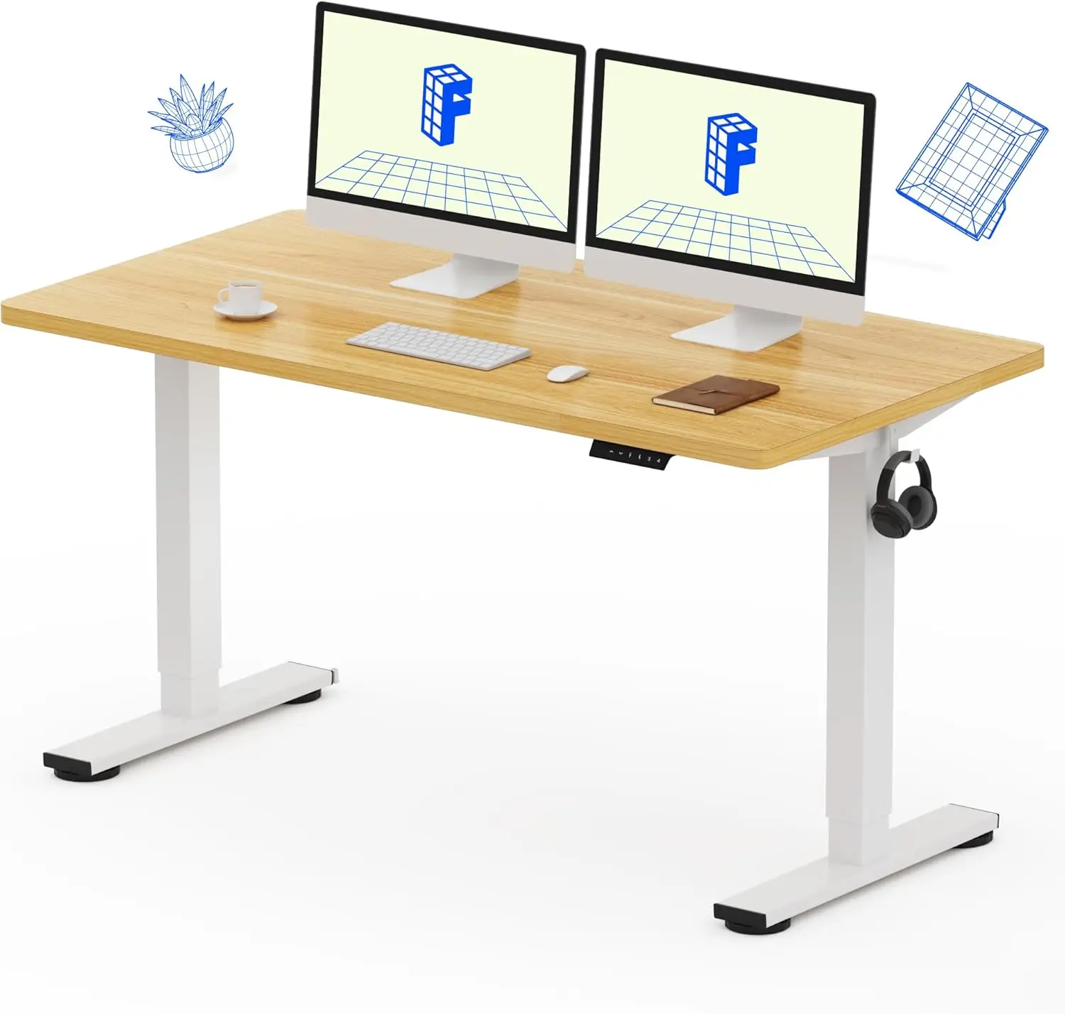 

EN1 One-Piece Standing Desk 55 x 28 I h Electric Adjustable Height Desk for Home Office and Computer Workstation (White