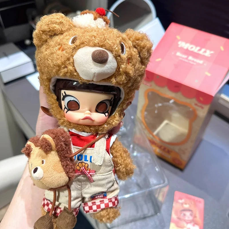 الأصلي POPMART مولي الدب الخبز 1/8 عمل الشكل لعبة دمية العصرية هدية BJD شخصيات الحركة العصرية والعصرية هدية عيد الميلاد