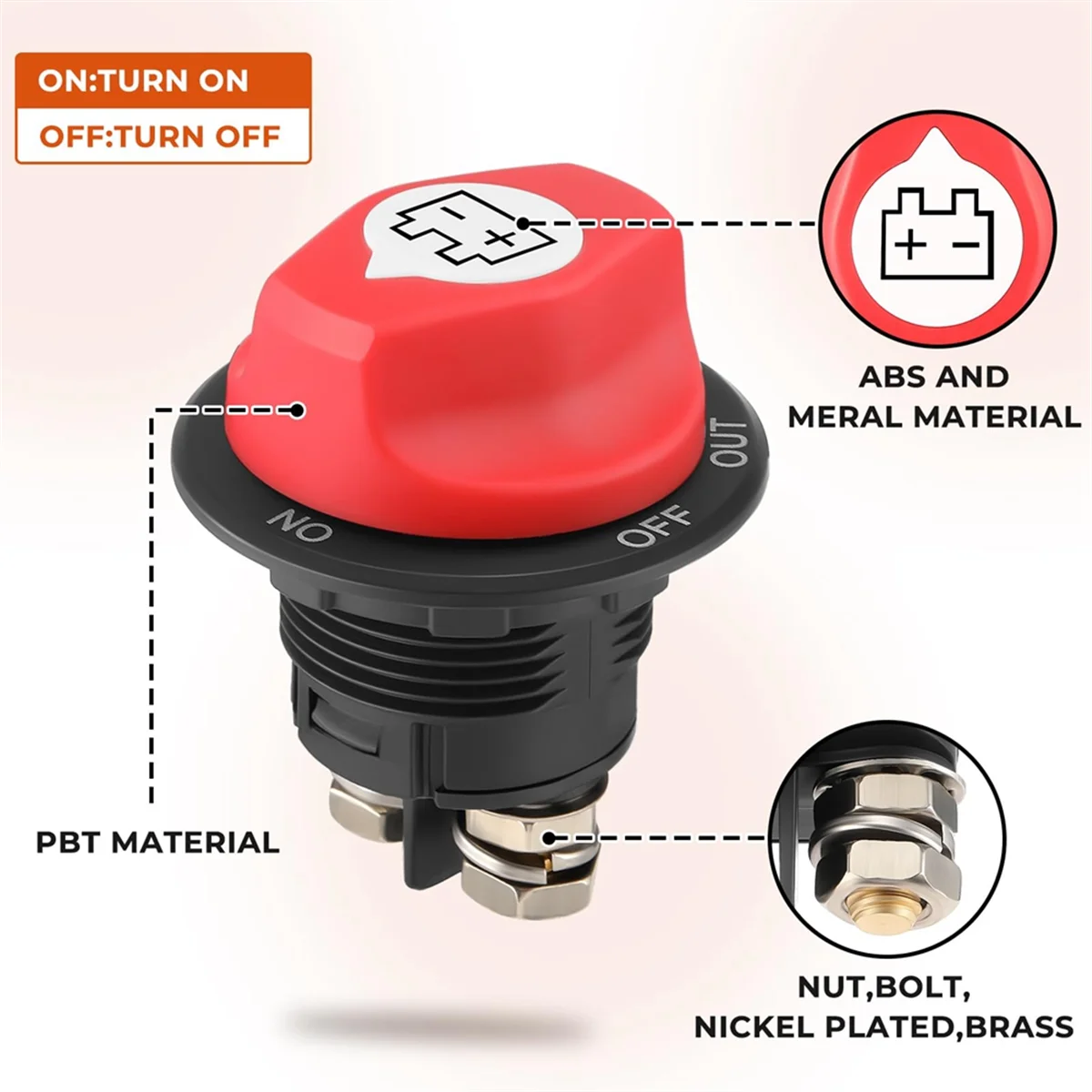 Premium Battery Disconnect Switch 12-48V, Cut Shut Off Isolator Switch for Marine Boat RV ATV Car Utv