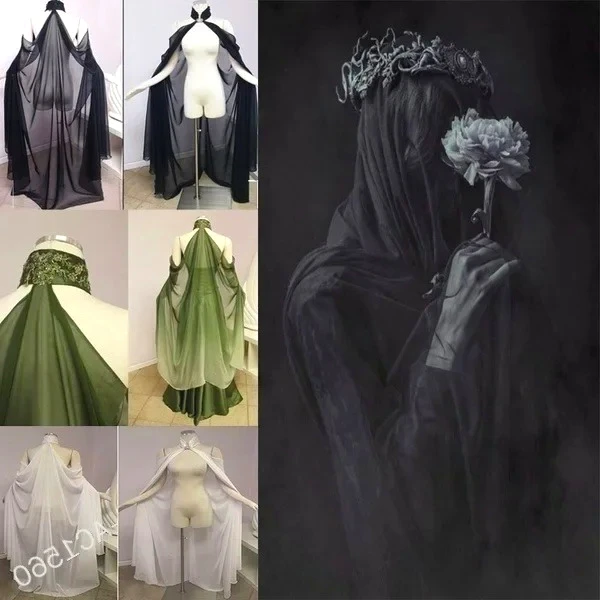 Mantle Hooded Cloak Coat Wicca Robe  Cape Shawl Halloween Party Witch Wizard Cosplay Costumes Women