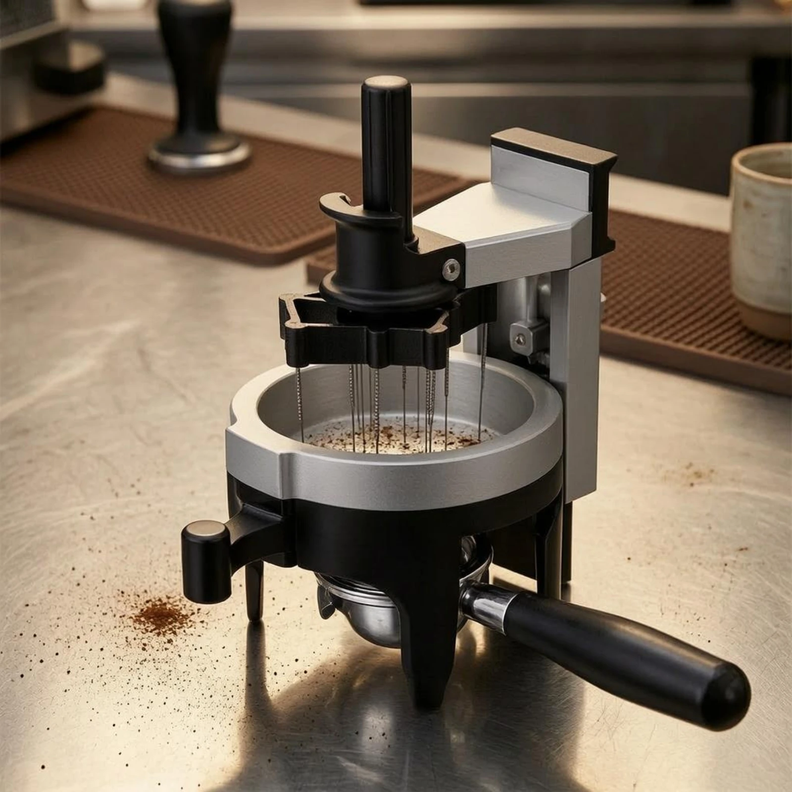 Espresso Needle Distributor Anti-Clumping Rotary Needle Distributor Espresso Distribution Tool Even Extraction WDT Tool Compact