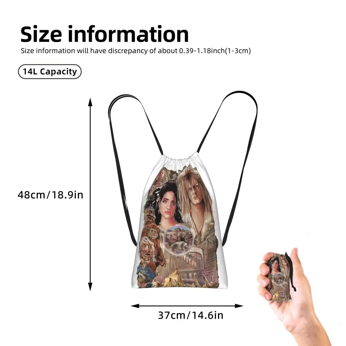 Enter The Labyrinth Drawstring Backpack hiking cycling Bag Lightweight Foldable Storage Drawstring Bag for Men Women