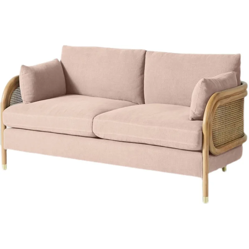 

Modern simple solid wood log living room sofa art Nordic velvet fabric sponge comfortable