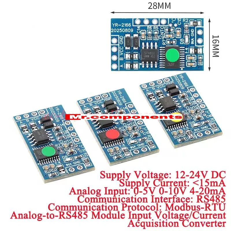 1Pcs Analog to RS485 Module 4-20mA 0-5V 0-10V Input Voltage/Current Sensor RS-485 Data Acquisition Converter 24V Modbus-RTU New