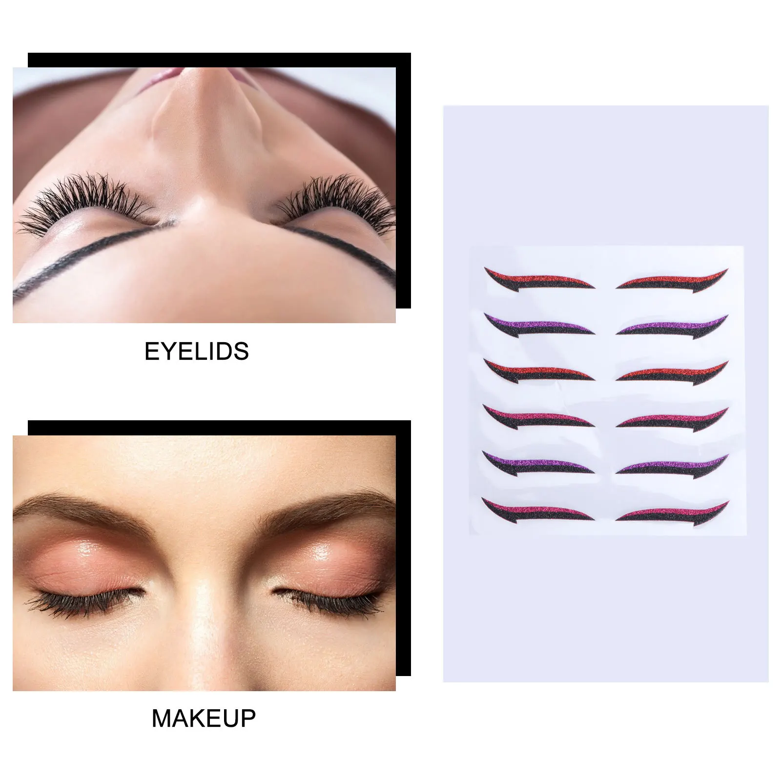 Autocollants Eyeliner auto-adhésifs, 12 paires, bandes réutilisables à Double paupière, adaptées à toutes les formes d'oeil et à l'éthnicités