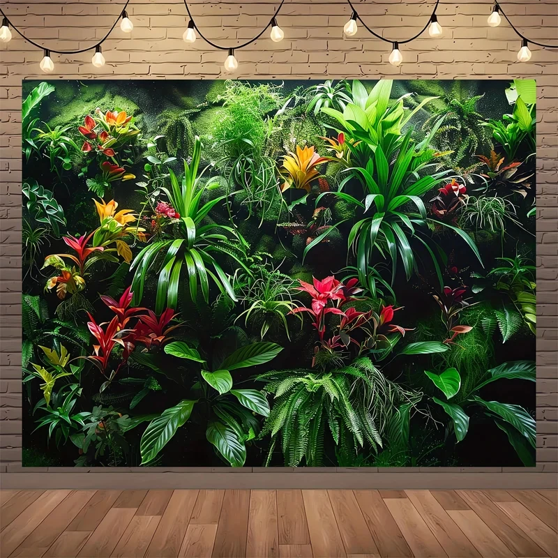 Natürlicher grüner Wald-Fotografie-Hintergrund, Pflanzenwand-Fotohintergrund-Wandteppich, Heimdekoration