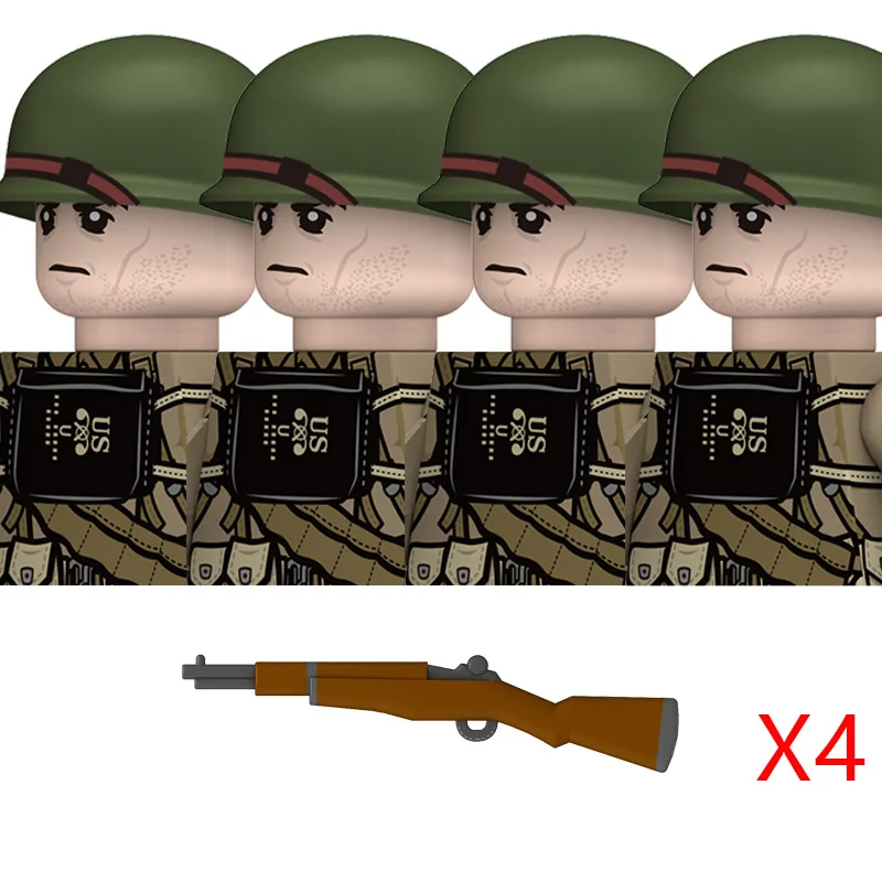 WW2 American Rangers Military Soldeirs Bausteine US Army Infantry Medical Soldeirs Helme Bazuca Waffen Ziegel Spielzeug 